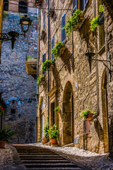 Architecture of Narni, an ancient hilltown of Umbria, Italy