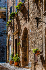 Architecture of Narni, an ancient hilltown of Umbria, Italy