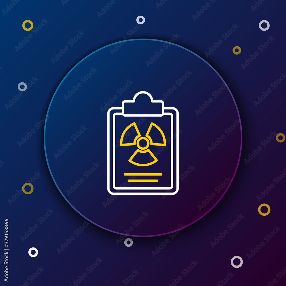 Poster line radiation warning document icon isolated on blue background. text file. colorful outline concep