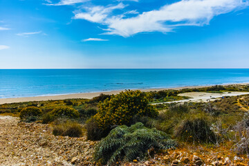 Fototapeta na wymiar Marine panorama on the beach of Torre Salsa Sicily Italy
