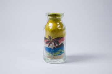 Sand bottle with white background