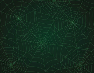 Spooky Spider Web Halloween Background Green Vector CMYK Printer-Safe Colors