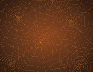 Spooky Spider Web Halloween Background Orange Vector CMYK Printer-Safe Colors