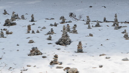 stones in snow