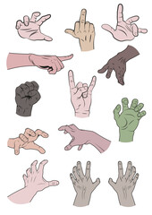 Fototapeta premium Comic Book Art Style Hand Gestures 