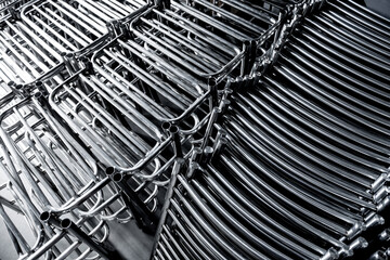 Abstract industrial background of metal pipes construction.