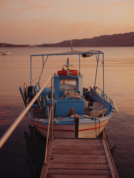 boat in the port of Milos
