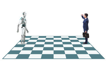 Concept of rivalry between robots and humans