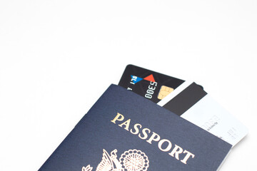 Obraz premium USA passport and plastic credit bank cards in passport