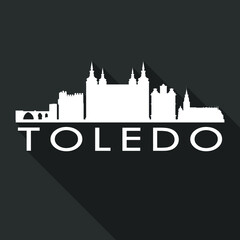 Toledo Spain Europe Flat Icon Skyline Silhouette Design City Vector Art Famous Buildings. - obrazy, fototapety, plakaty