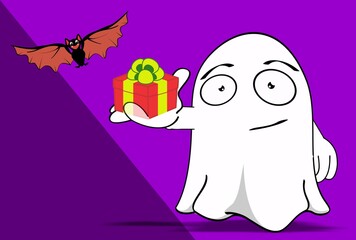 funny ghost cartoon halloween background illustration