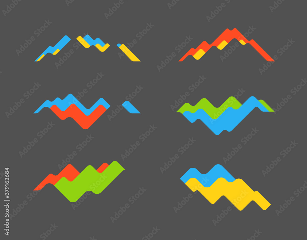 Poster abstract financial chart set. abstract waving color diagrams vector collection