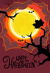 Halloween party vector illustration with calligraphic inscription