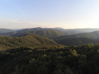 Paysage de montagne dans les Cévennes, vue aérienne