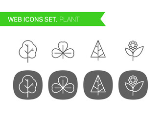 Plant thin line icons vector set
