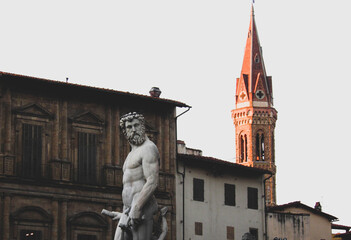 Naklejka na ściany i meble Neptune fountain in Piazza della Signoria. Firencce