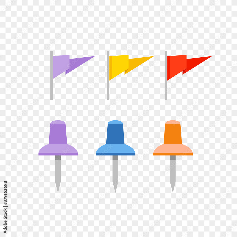 Poster Navigation pins and flags isolated on transparent background