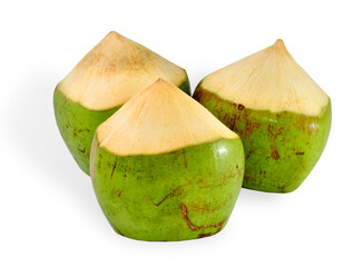 Fresh coconuts fruits on white background