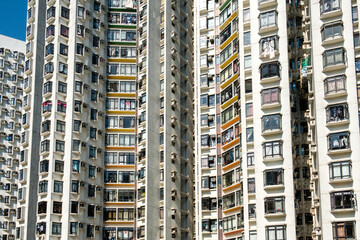 Fototapeta na wymiar facade of residential apartment buidlings in Hong Kong