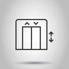 Elevator icon in flat style. Lift vector illustration on white isolated background. Passenger transportation business concept.