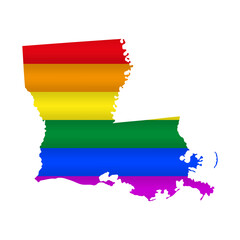 Louisiana LGBT flag map. Vector illustration