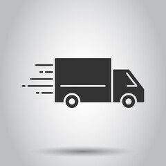 Truck icon in flat style. Auto delivery vector illustration on white isolated background. Lorry automobile business concept.