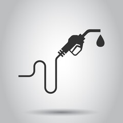 Fuel pump icon in flat style. Gas station sign vector illustration on white isolated background. Petrol business concept.