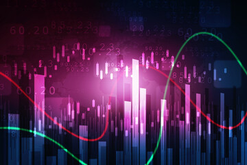 2d rendering Stock market online business concept. business Graph 