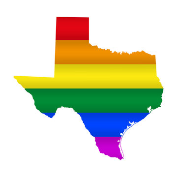 Texas LGBT flag map. Vector illustration