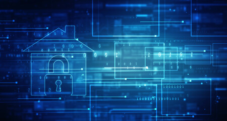 2D rendering home protection lock
