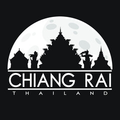 Chiang Rai Thailand Asia Flat Icon Skyline Silhouette Design City Vector Art Famous Buildings.