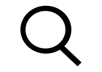 Magnifying glass or search icon, flat vector graphic on isolated background.
