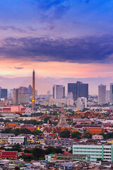 cityscape of Bangkok city skyline with sunset sky background, Bangkok city is modern metropolis of Thailand and favorite of tourists