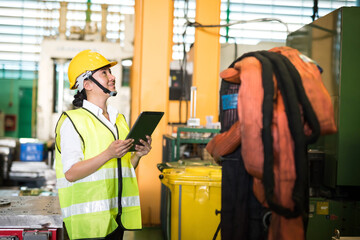 Factory inspector audit machinery by tablet