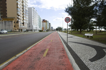 Bike path on Capão da Canoa beach in Brazil