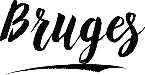 Bruges Handwritten Typography Black Color Text On White Background