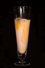 Pinã Colada. Pineapple juice, coconut milk, condensed milk, ice and rum. Fruit cocktail with alcohol.