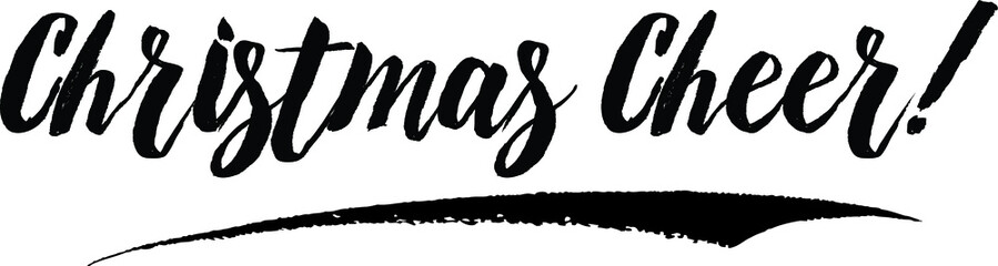 Christmas Cheer!. Calligraphy Handwritten Black Color Text On Yellow 
Background