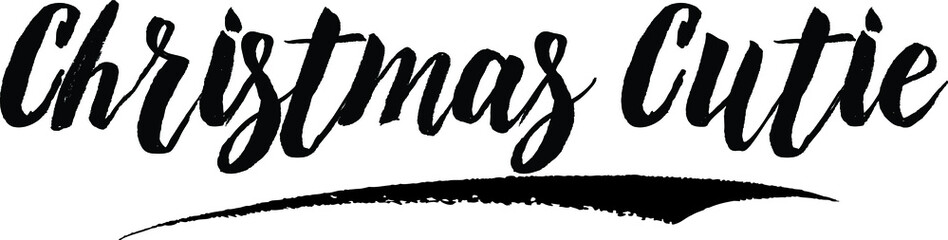 Christmas Cutie Calligraphy Handwritten Black Color Text On Yellow 
Background