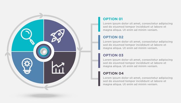 Circular infographic design template with icons and 4 options or steps. business concept.