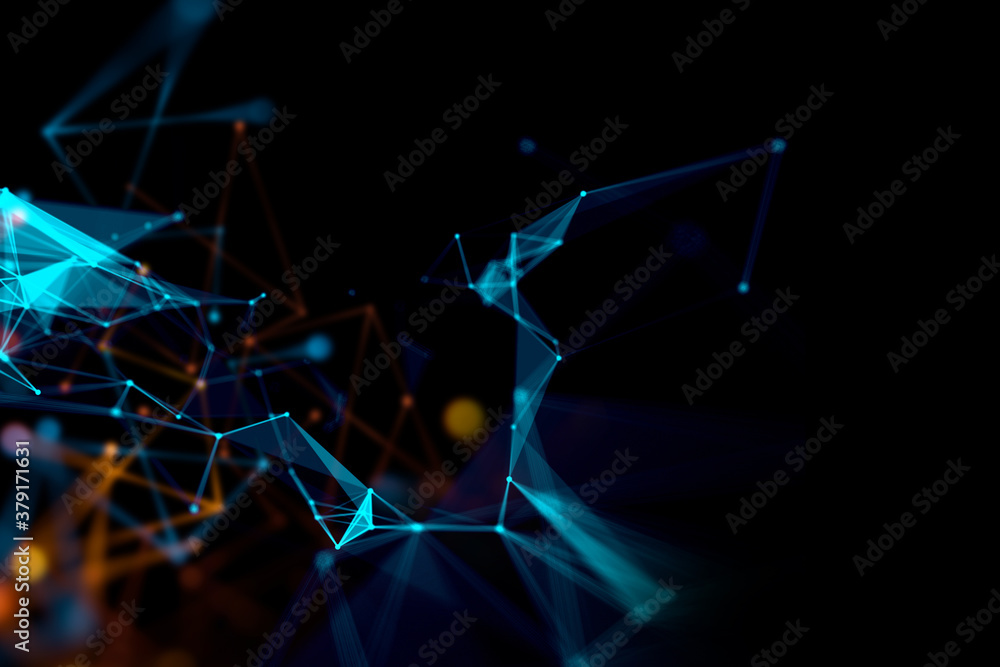 Aufkleber dots and lines connection on abstract technology background.