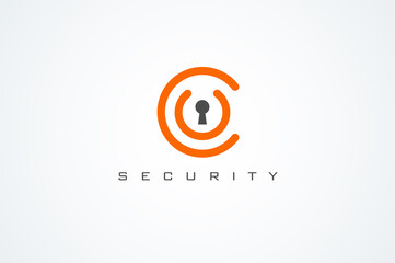 Security Logo,Letter C and U combination with keyhole icon inside,vector illustration