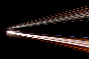 Light tralight trails in tunnel. Long exposure photo in a tunel