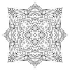 Ornamental bohemian Mandala. Tattoo art design. Detailed ornament pattern. Colouring book page. Interior mandala print.