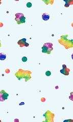 Seamless pattern of multicolored 
watercolor figures. Great for decorating textiles, 
fabrics, scrapbooking and packaging,
 and for any other design.