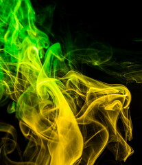 Colored smoke on black background