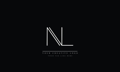 NL ,LN ,N ,L Letter Logo Design with Creative Modern Trendy Typography - obrazy, fototapety, plakaty