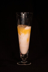 Pinã Colada. Pineapple juice, coconut milk, condensed milk, ice and rum. Fruit cocktail with alcohol.