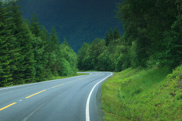 Fototapeta na wymiar Beautiful empty mountain road, Norway