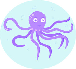 illustration of an octopus on a blue background.